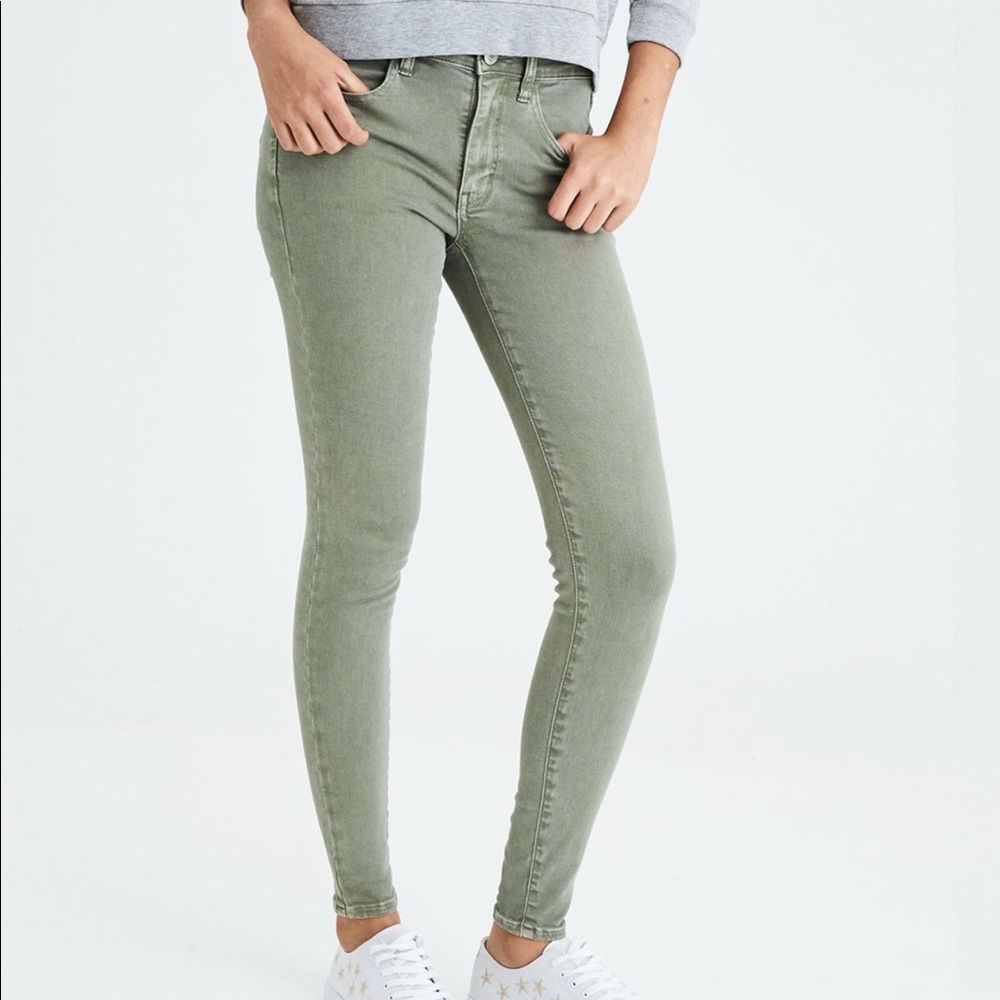 Olive Green AE Ne(X)t Level High-Waisted Jegging